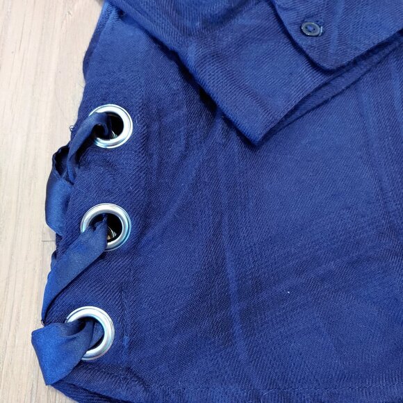 Justice Shirt Girls 18/20 XL Ombre Blue Plaid Button Flannel Button Down Top - Picture 3 of 8